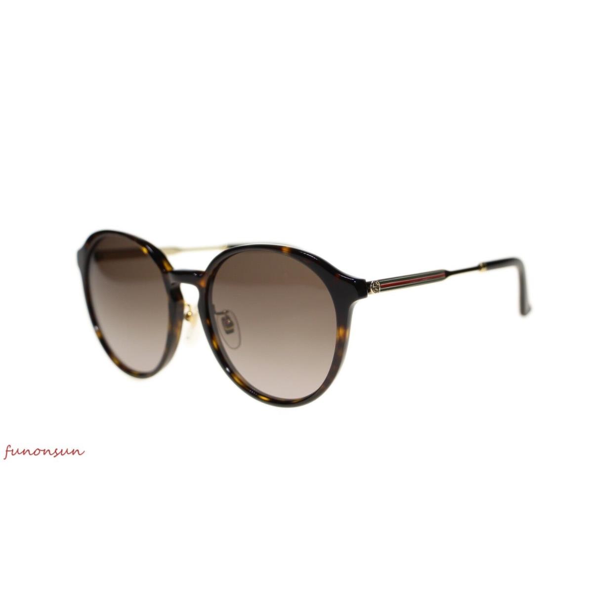 Gucci Unisex Sunglasses GG0205SK 003 Havana Brown Gradient Lens Round 57mm