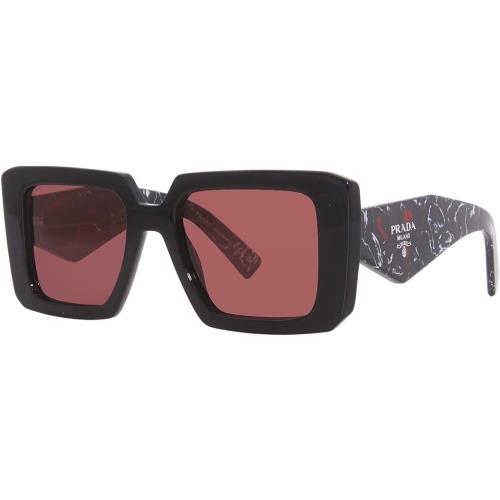 Prada Sunglasses PR23YS 1AB06Q 51mm Black / Red Mirror Silver Internal Lens - Silver, Frame: Black