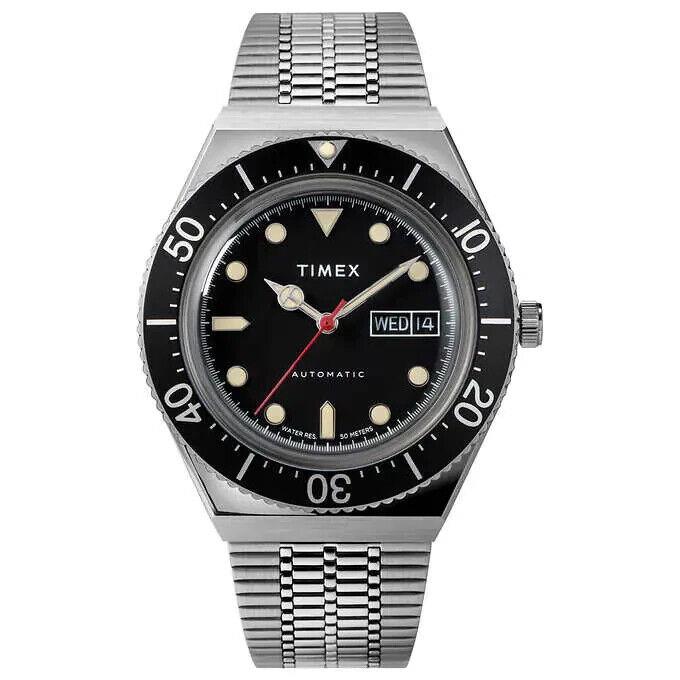 Timex Q M79 Automatic 40mm Stainless Steel Bracelet Blk/black Watch TW2U78300ZV