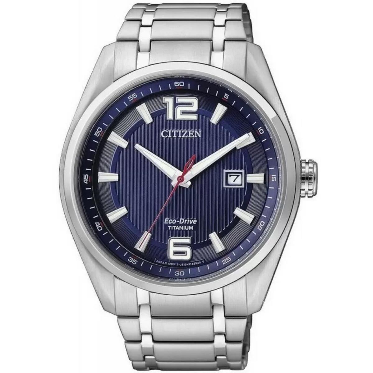 Citizen Men`s Watch Eco-drive Power Reserve Blue Dial Titanium Case AW1240-57M