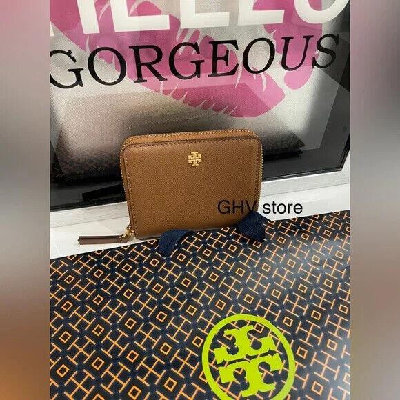 Tory Burch Emerson Saffiano Leather Medium Zip Wallet Moose