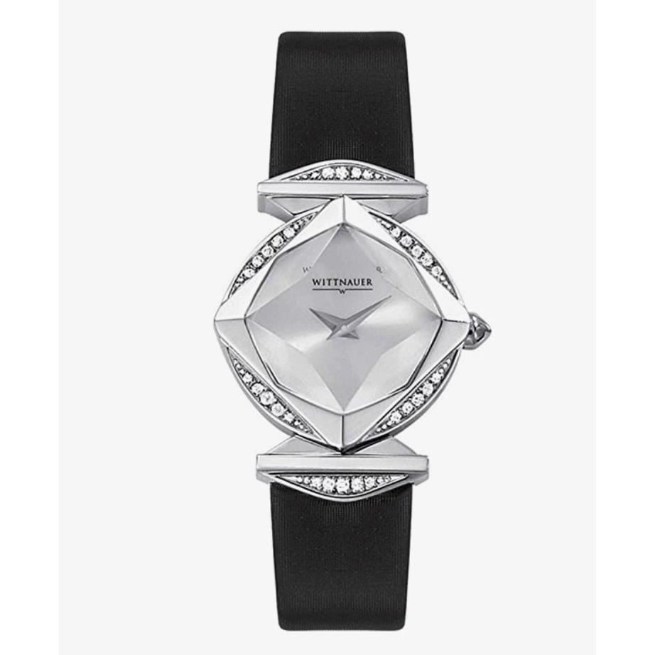Wittnauer 10R20 Winter Garden Black Leather Strap Diamond Accent Watch