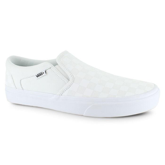 Vans Asher Men`s White/white Checkerboard Skateboarding Shoes Various Sizes - White