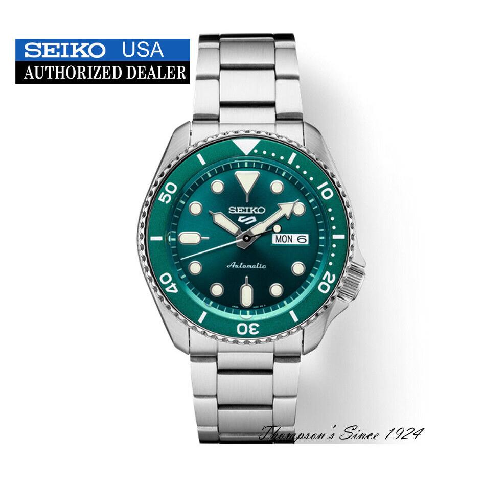 Seiko Men`s 5 Sports Automatic Green Dial Bracelet Watch SRPD61