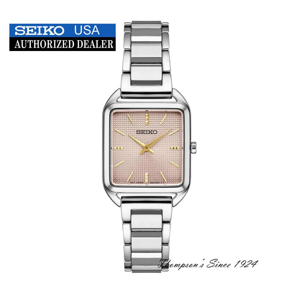 Seiko Essentials Stainless Steel Mauve Pink Dial Women`s Watch SWR077