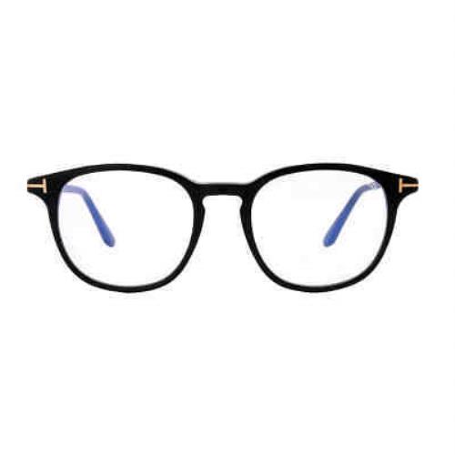 Tom Ford Blue Block Round Men`s Eyeglasses FT5832-B 001 50 FT5832-B 001 50 - Frame: Black