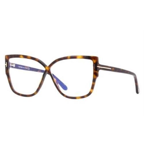 Tom Ford FT5828-B-052-60 Dark Havana Blue Block Lens Eyeglasses