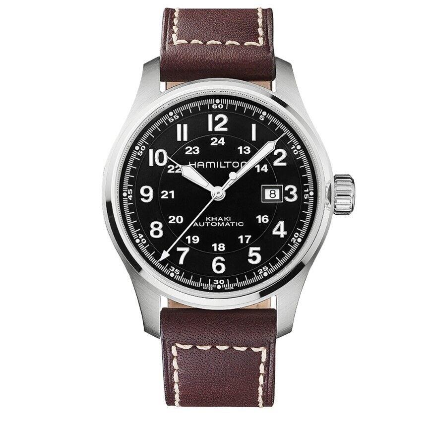Hamilton Khaki Field Automatic Black Dial Leather Strap Men`s Watch H70625533