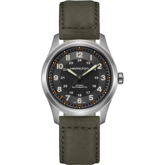 Hamilton Khaki Field Titanium Auto 38mm Black Dial Green Strap Watch H70205830