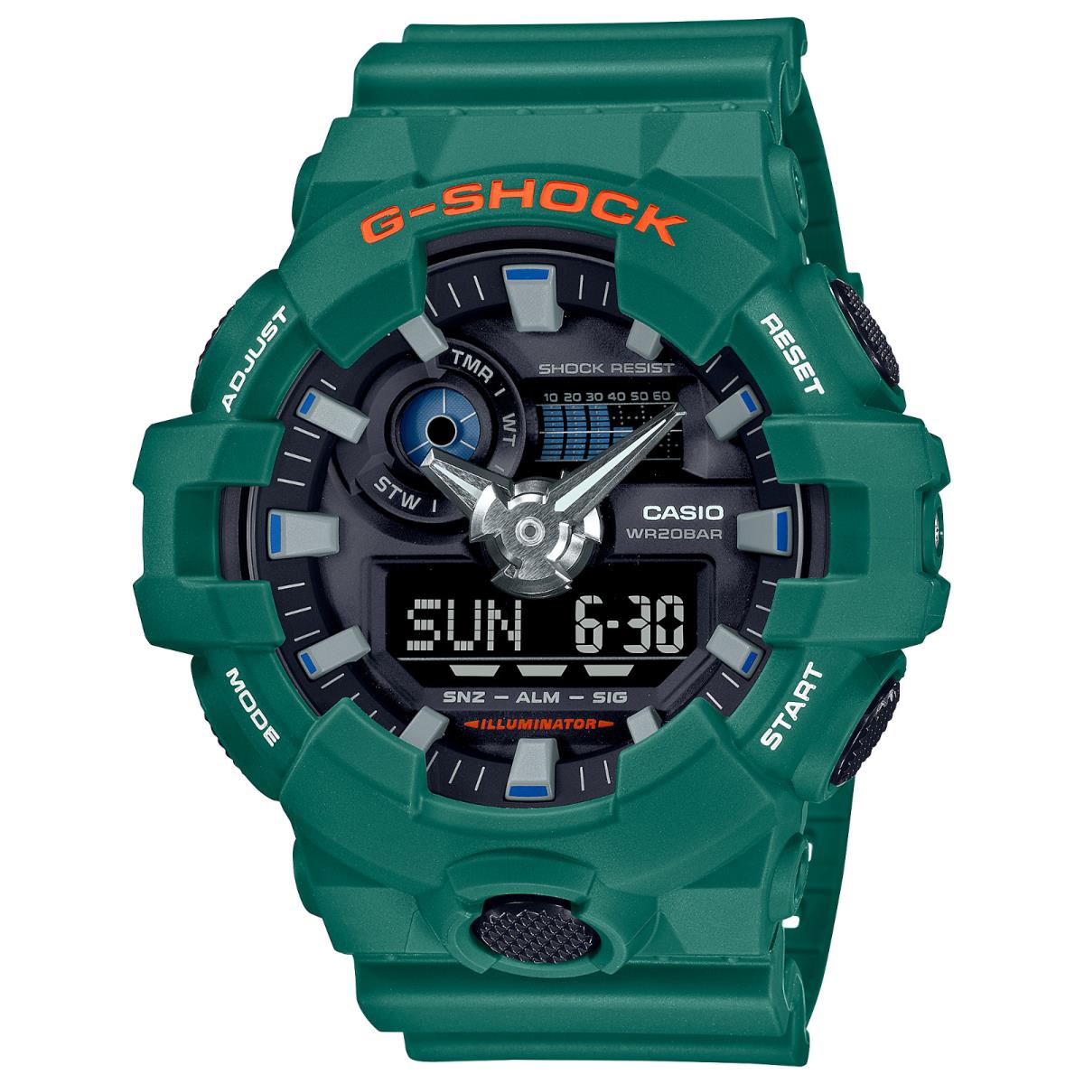 Casio G-shock GA700SC Analog Digital Resin Green/orange Watch GA700SC-3A