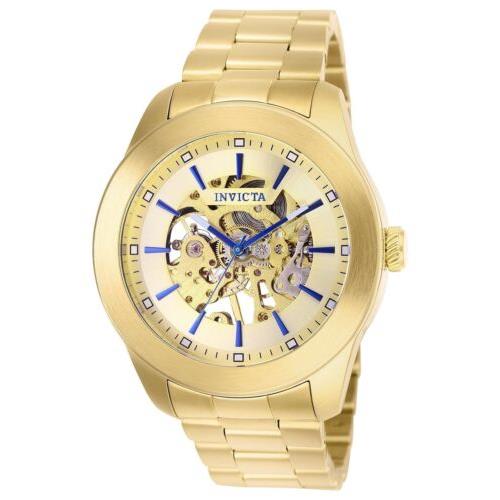Invicta Vintage Automatic Gold Skeleton Dial Men`s Stainless Steel Watch 25759