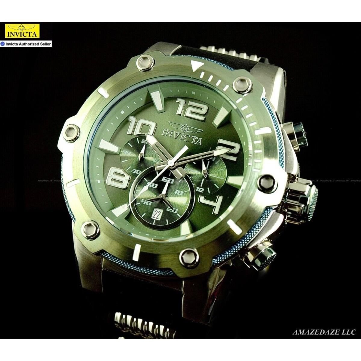 Invicta Men`s 52mm Speedway Viper Chronograph Green Dial Stainless St. Watch - Dial: Green, Band: Black, Silver, Bezel: Green