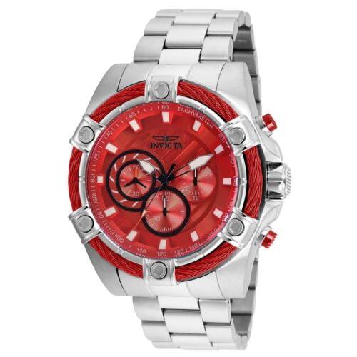 Invicta Speedway Chronograph Red Dial Men`s Stainless Steel Watch 25514