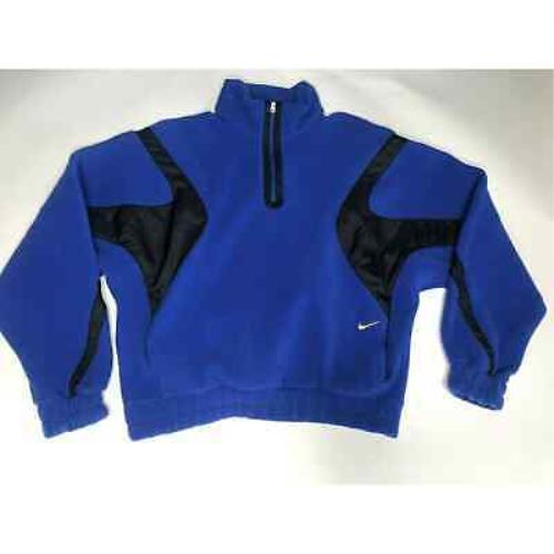 Nike Women`s 1/4 Zip Fleece Pullover Blue/black CU7068-430 Size M