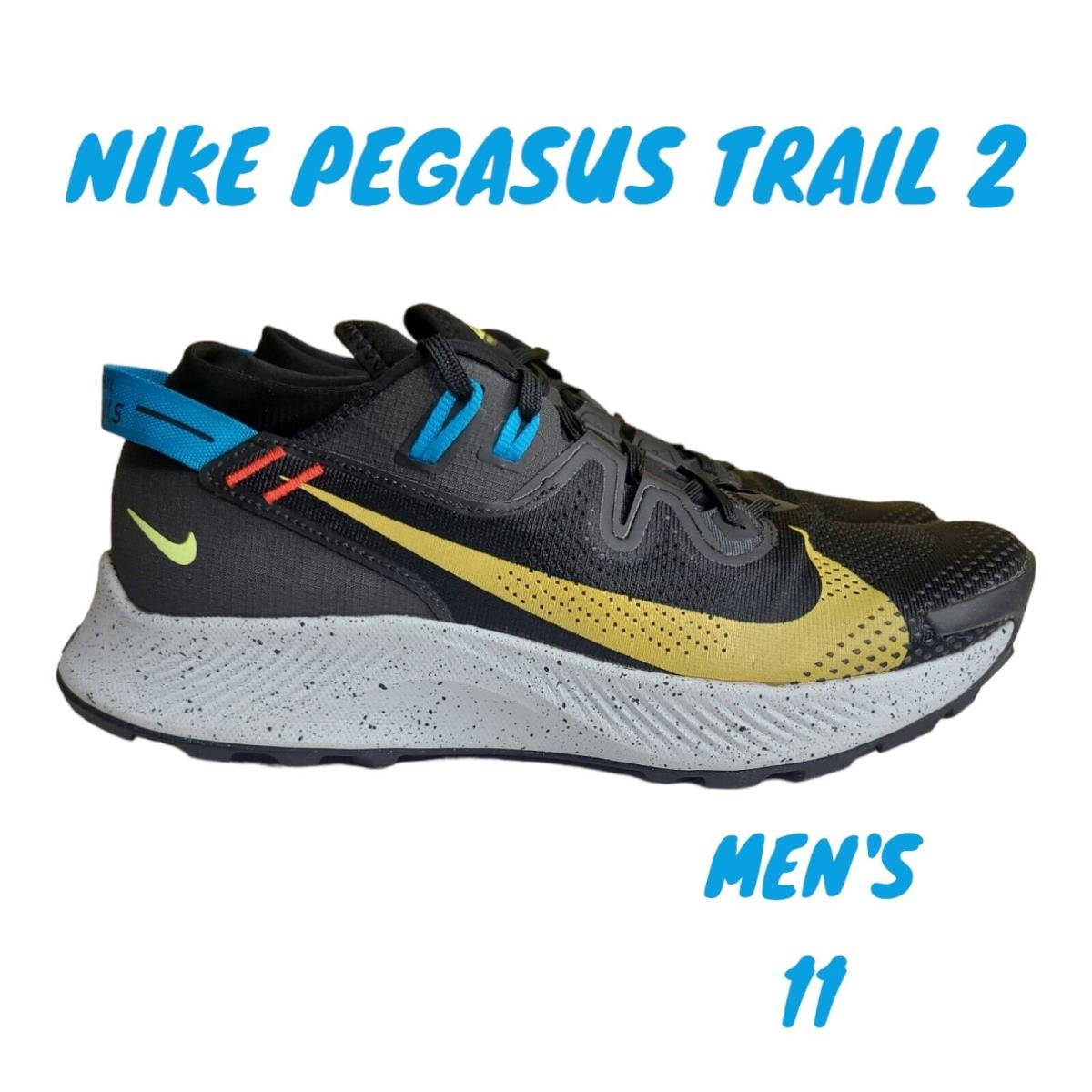 Nike Pegasus Trail 2 Shoes Men`s Size 11 Black Gold Running Sneakers - Black
