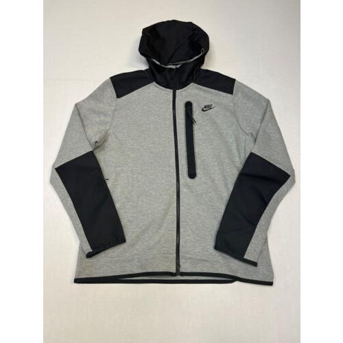Nike Tech Fleece Overlay Full-zip Hoodie Grey Black DR6165-063 Men`s Large