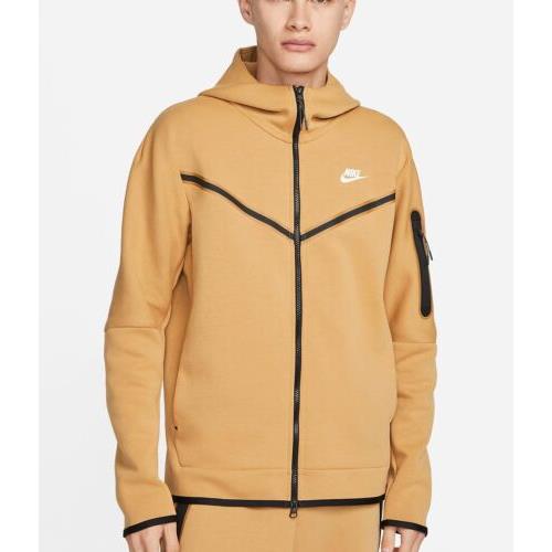 Nike Sportswear Tech Fleece Full Zip Hoodie Elemental Gold Mens Small CU4489-722