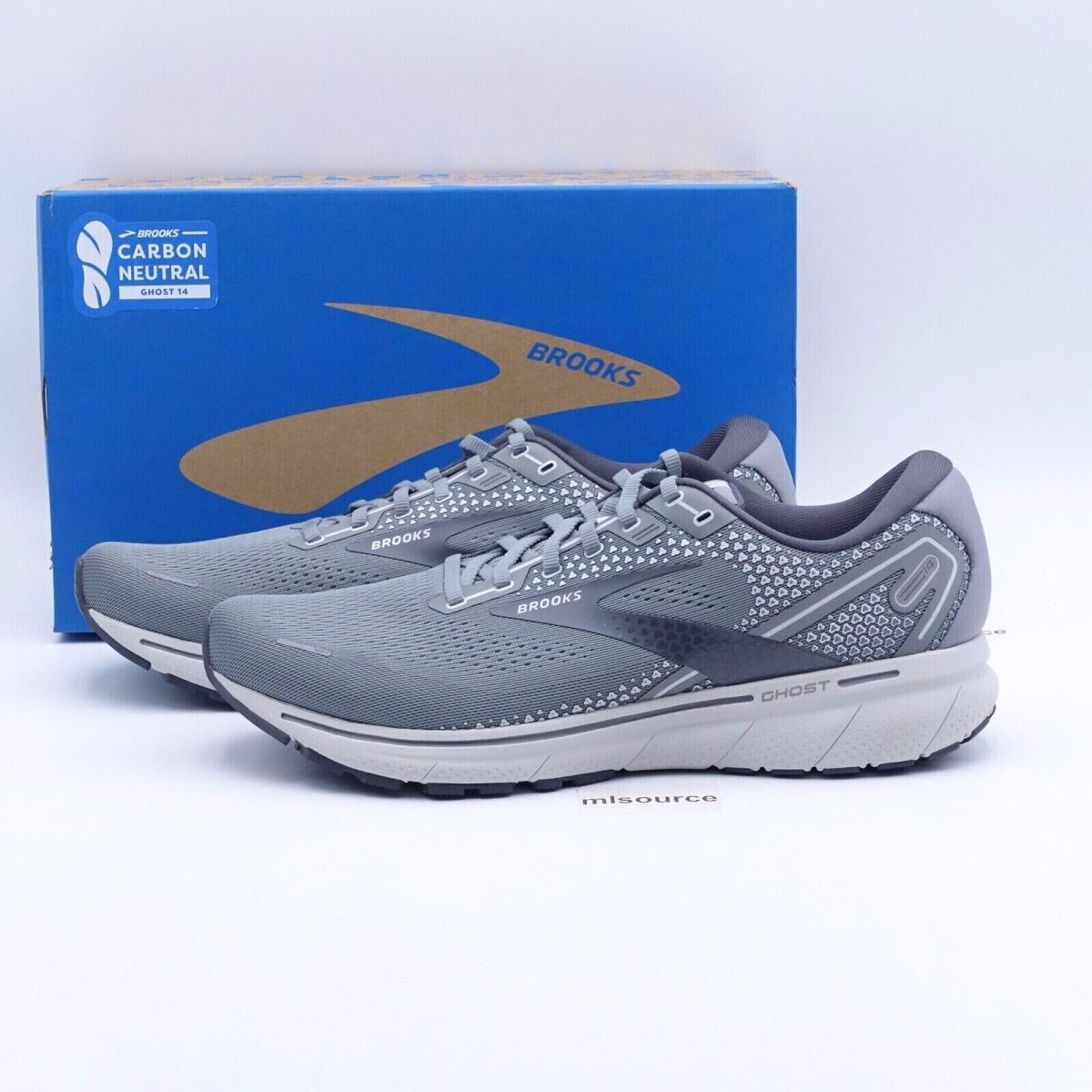 Size 10 Men`s Brooks Ghost 14 Running Shoes 110369-1D-067 Grey/alloy/oyster