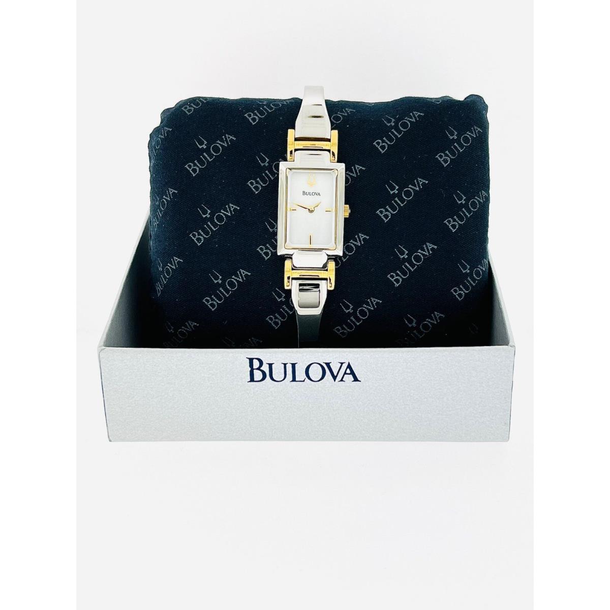 Bulova Mother of Pearl Dial Two Tone Stainless Steel Bangle Ladies Watch 98L149