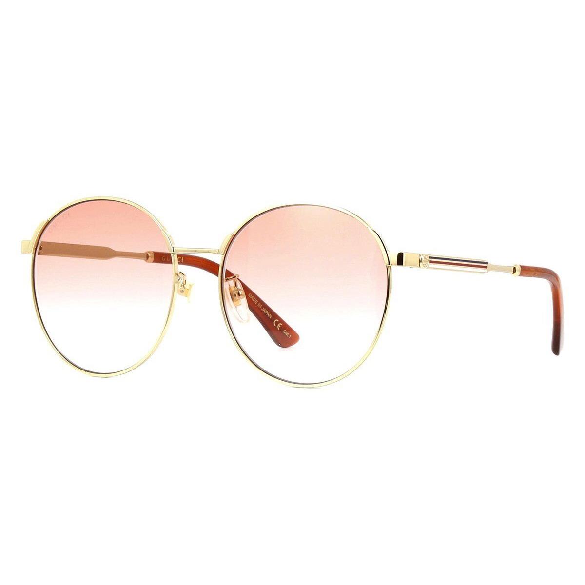 Gucci GG0206SK 004 Sunglasses Gold Frame Orange Gradient Lenses 58mm