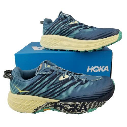 Hoka Women`s Speedgoat 4 Trail Shoes Provincial Blue/luminary Green Size 10 B M
