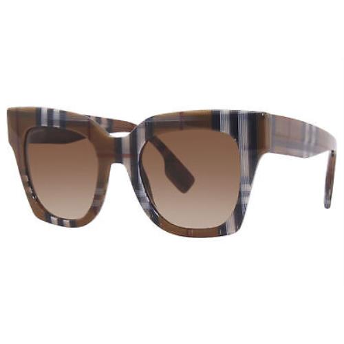 Burberry Kitty B4364 3967/13 Sunglasses Women`s Check Brown/brown Gradient 49mm - Frame: Brown, Lens: Brown