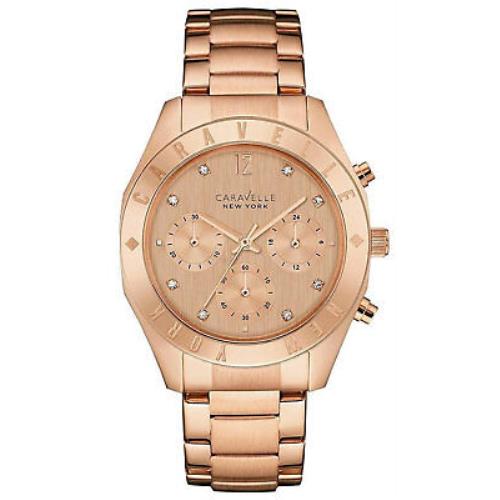 Caravelle New York 44L189 Women`s Analog Chronoggraph Watch Rose Gold-tone Band