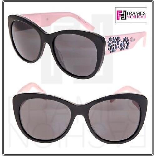 Christian Dior Inedite Light Pink White Black Rubber Cat Eye Crystal Sunglasses