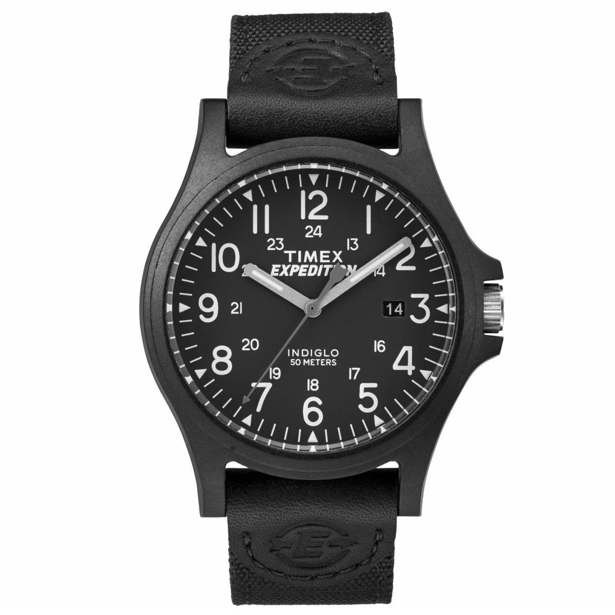 Timex TW4B08100 Men`s Expedition Metal Field Black Nylon Watch Indiglo Date - Black Dial, Black Band