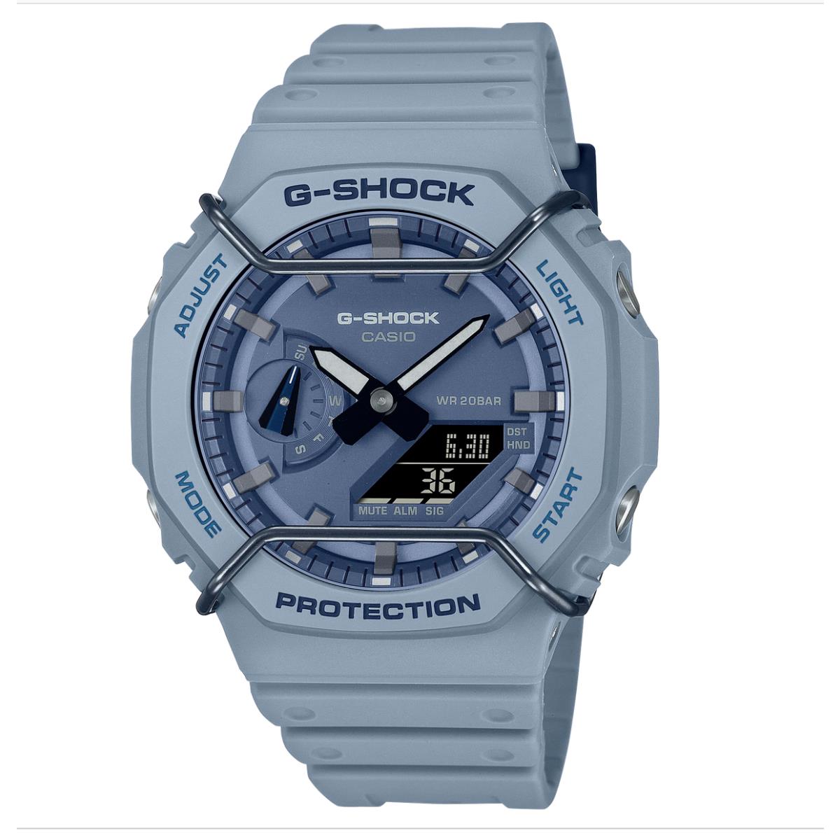 Casio G-shock Tone-on-tone Wire Face Casioak Blue Men`s Watch GA2100PT-2A - Dial: Blue, Band: Blue, Bezel: Blue