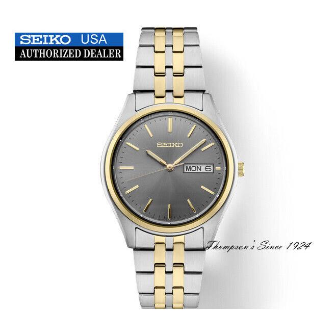 Seiko Men`s Essential Two Tone Bracelet Gray Dial Watch SUR432