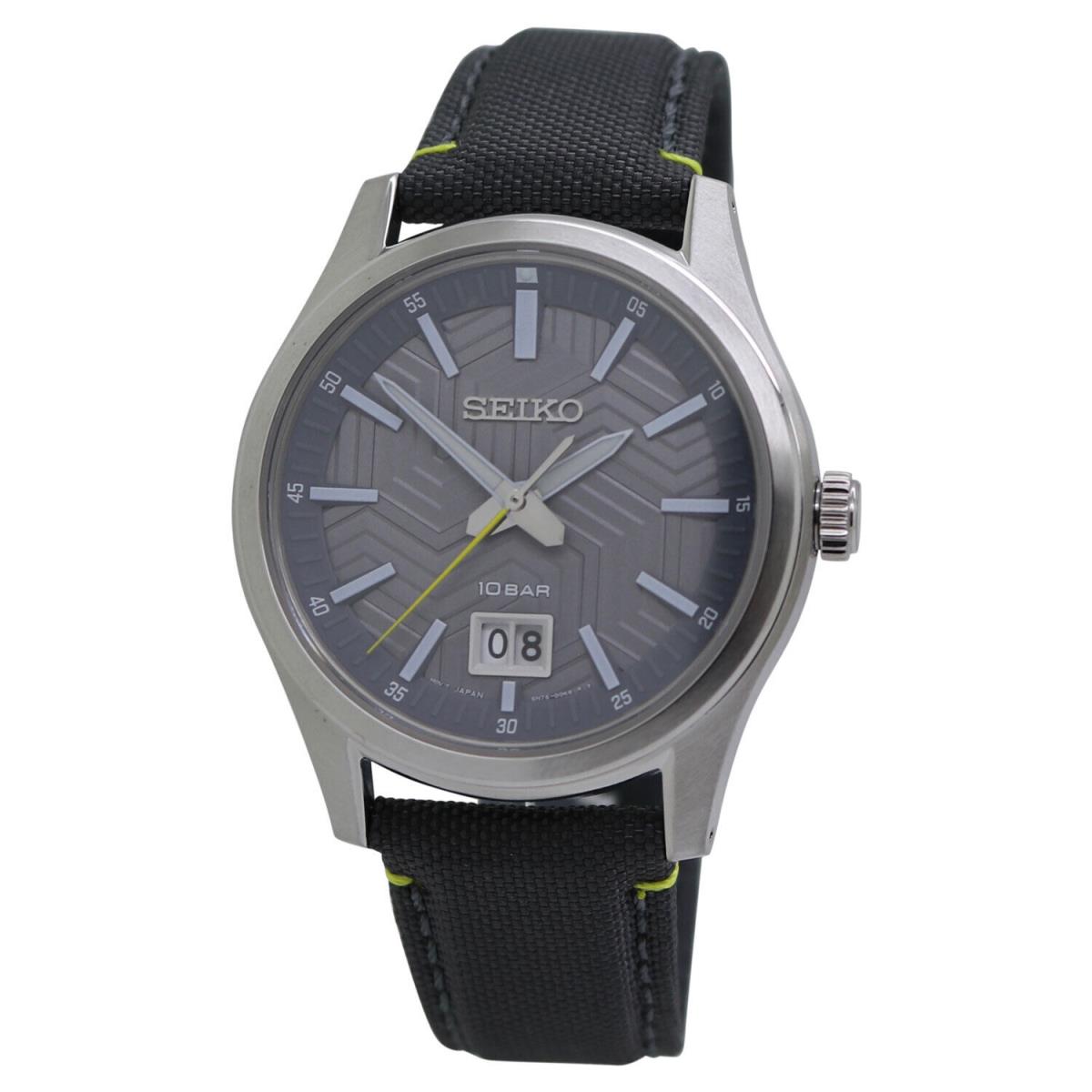 Seiko Men`s Quartz Grey Dial Canvas/leather Casual Watch SUR543