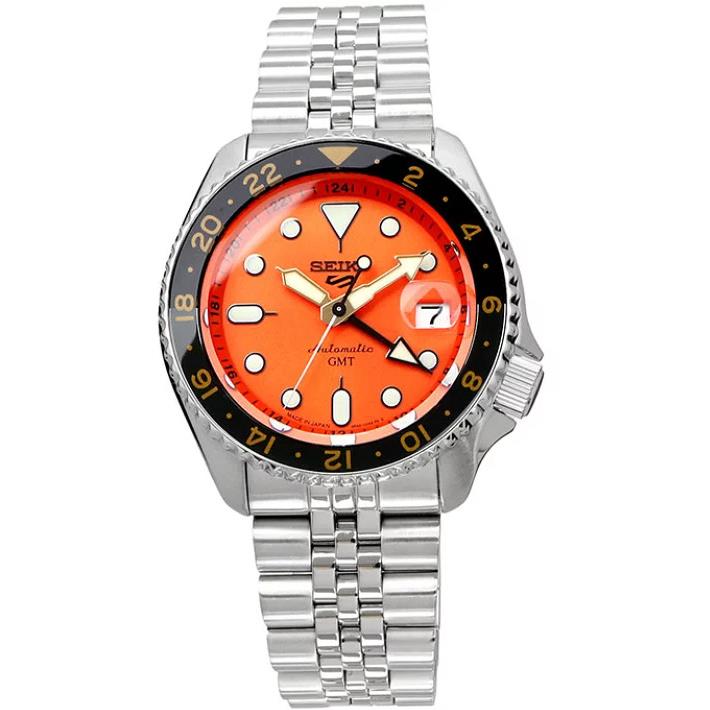 Seiko 5 Sports Automatic SSK005 Men`s Orange Dial Gmt Sports Watch