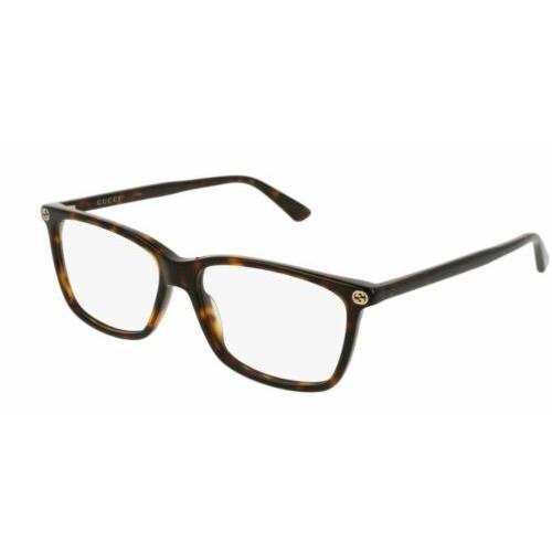 Gucci GG 0094 O 002 Rectangular Shape Havana Eyeglasses
