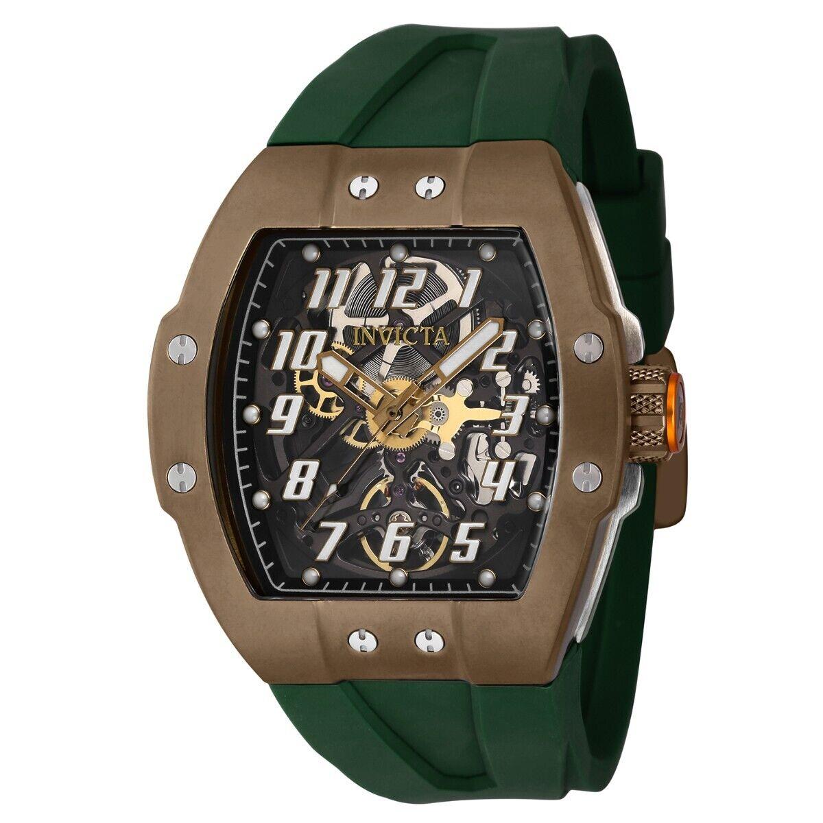Invicta S1 Rally Diablo Automatic Men`s Watch - 44mm Green 43522 - Dial: Transparent, Green, Band: Green