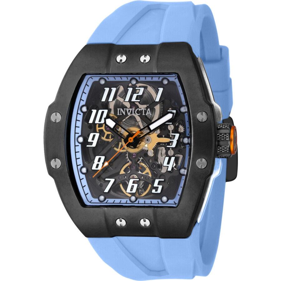 Invicta S1 Rally JM Limited Edition Automatic Men`s Watch 43515 - Dial: Transparent and Light Blue, Band: Light Blue, Bezel: Silver-tone and Black