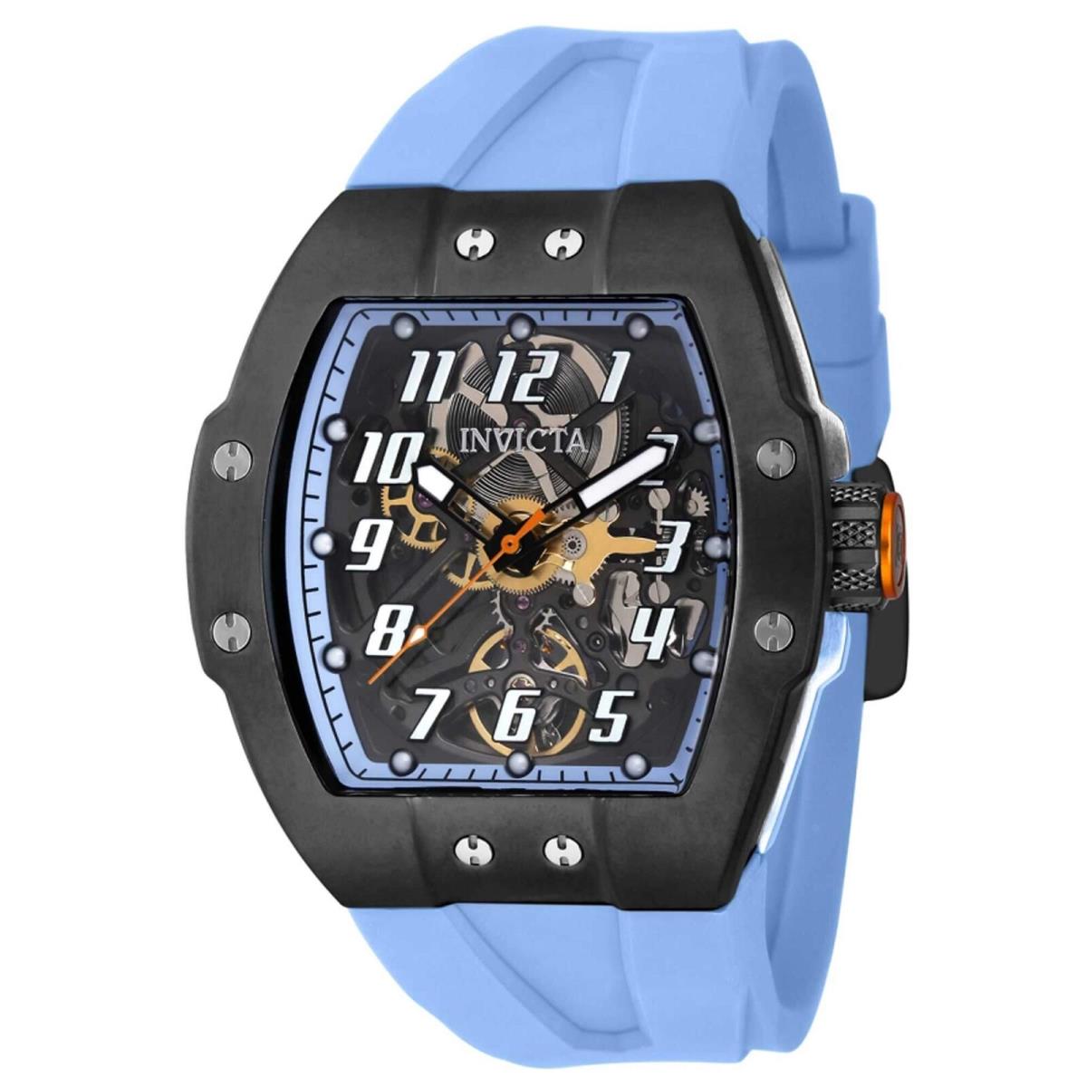 Invicta Men`s Watch JM Correa Automatic Black and Light Blue Dial Strap 43515 - Dial: Black, Light Blue, Band: Light Blue