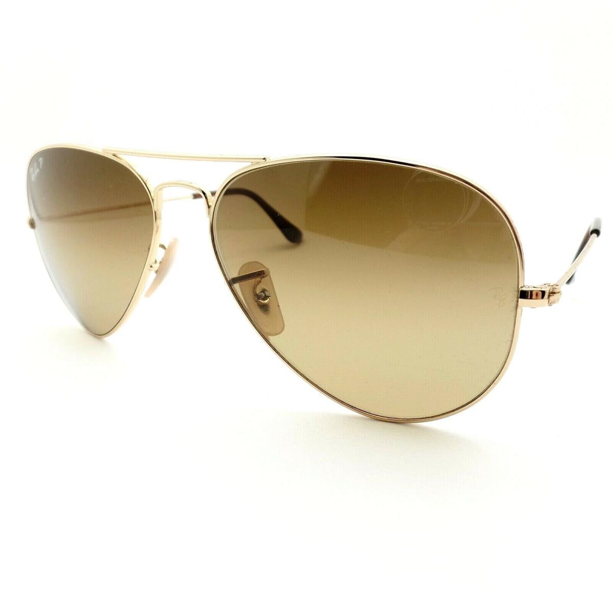 Ray Ban 3025 Aviator Gold 001/M2 Brown Fade 58 Polarized Sunglasses