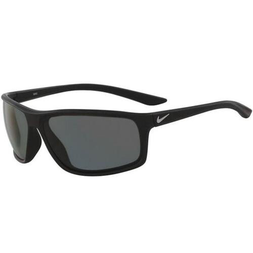 Nike Adrenaline P Polarized Men`s Matte Black Sport Wrap Sunglasses - Matte Black Frame, Gray Lens