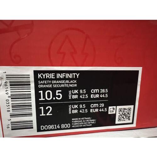 Nike shoes Kyrie Infinity - Safety Orange/Black 10