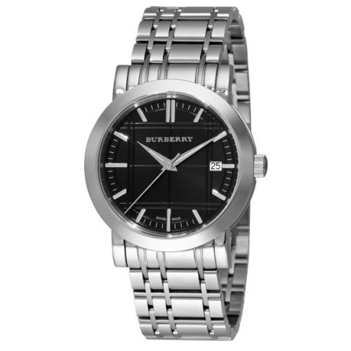 Burberry Silver Tone Heritage Stainless Steel Black Dial Men Watch