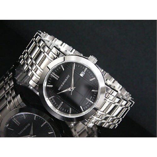 Burberry Silver Tone Heritage Stainless Steel Black Dial Men Watch BU1364 - Dial: Black, Band: Silver