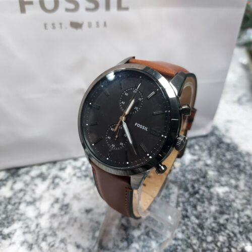 Fossil Men Townsman fs5522 Stainless Steel and Leather Casual Quartz Watch