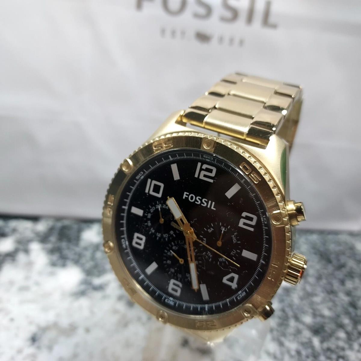 Fossil Mens Brox Multifunction Gold-tone Stainless Steel Watch BQ2652