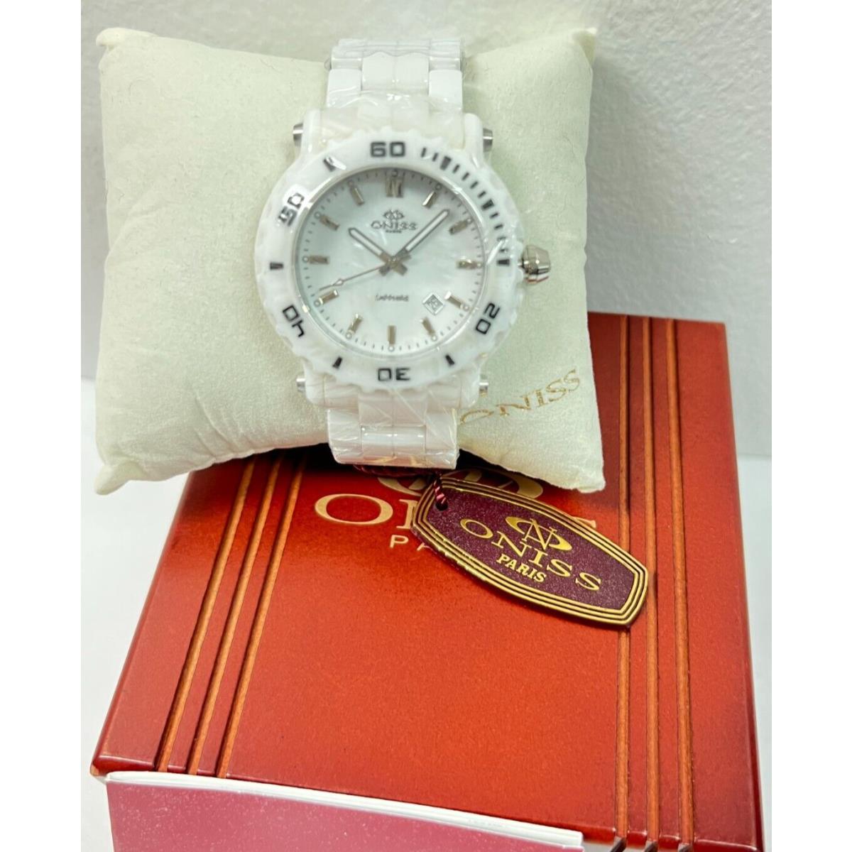 Oniss Paris Oversized HI TECH-ON8110-L White Ceramic White Dial Swiss Watch