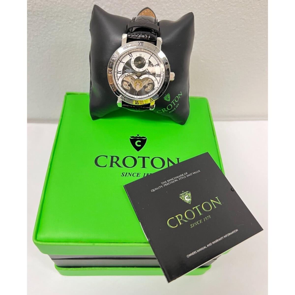 Croton Men`s Imperial Black Leather Watch
