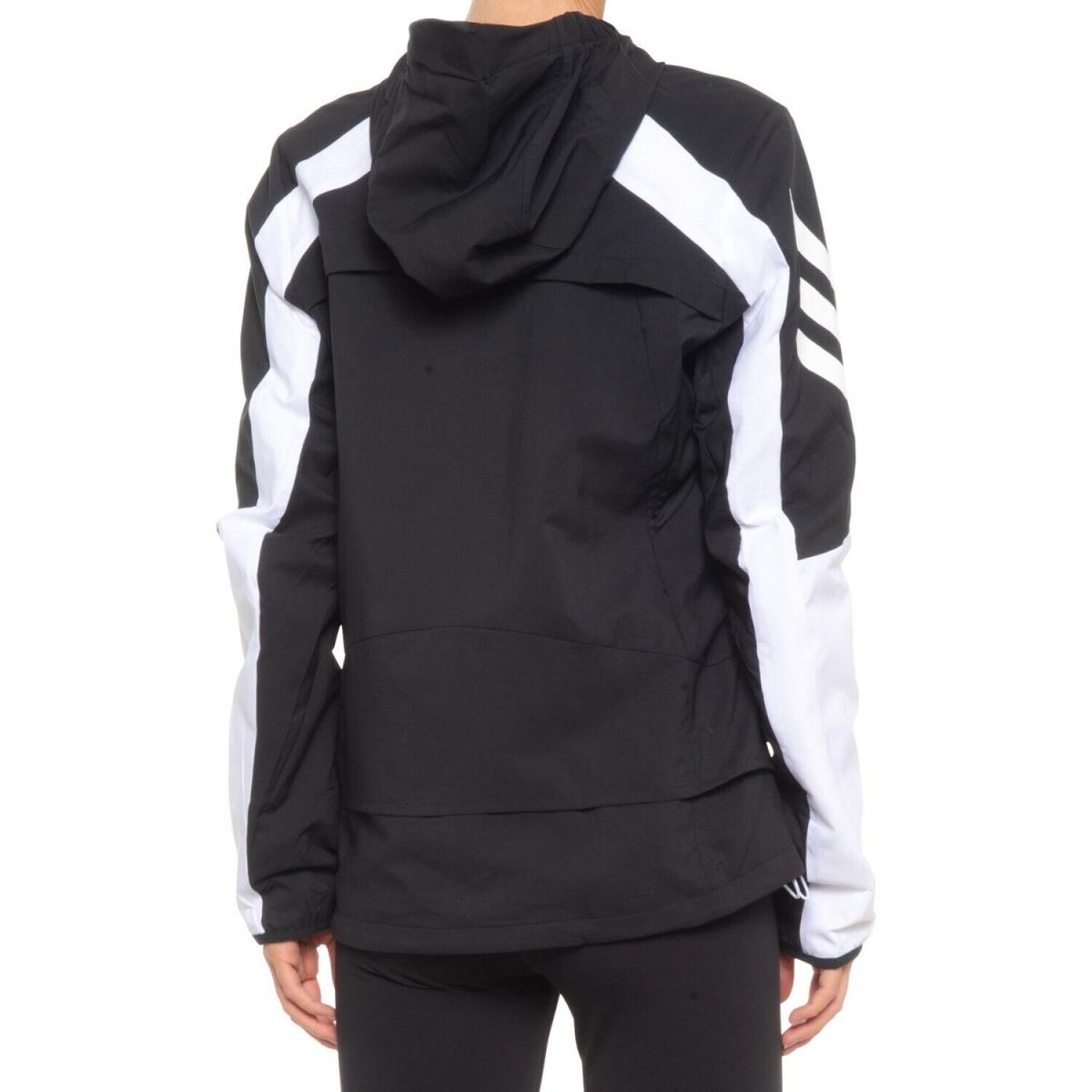Adidas Black White Marathon Hooded Full Zip Jacket Womens Medium Rt