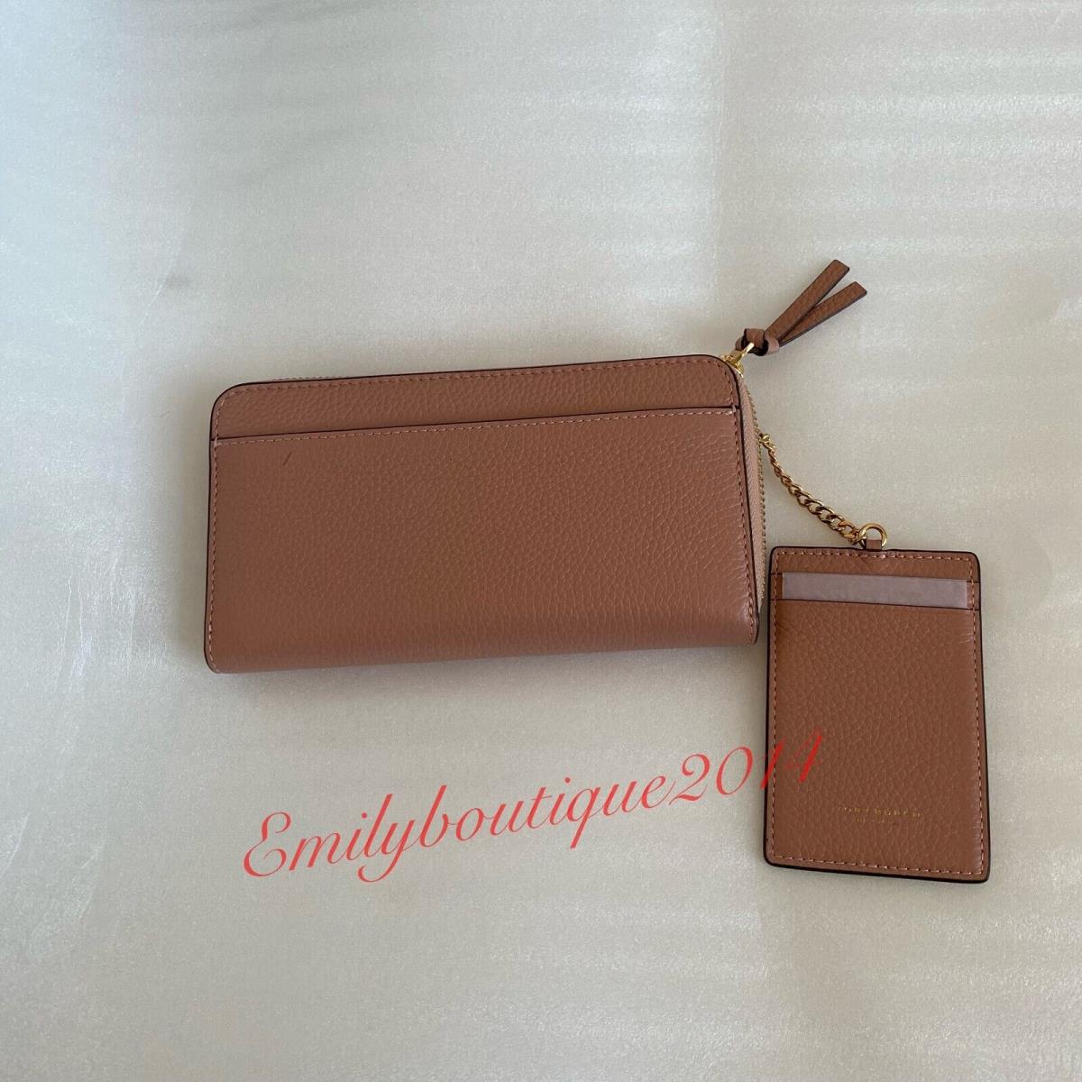 Tory Burch Thea Zip Continental Clutch Wallet ID Card Case Pink Moon  