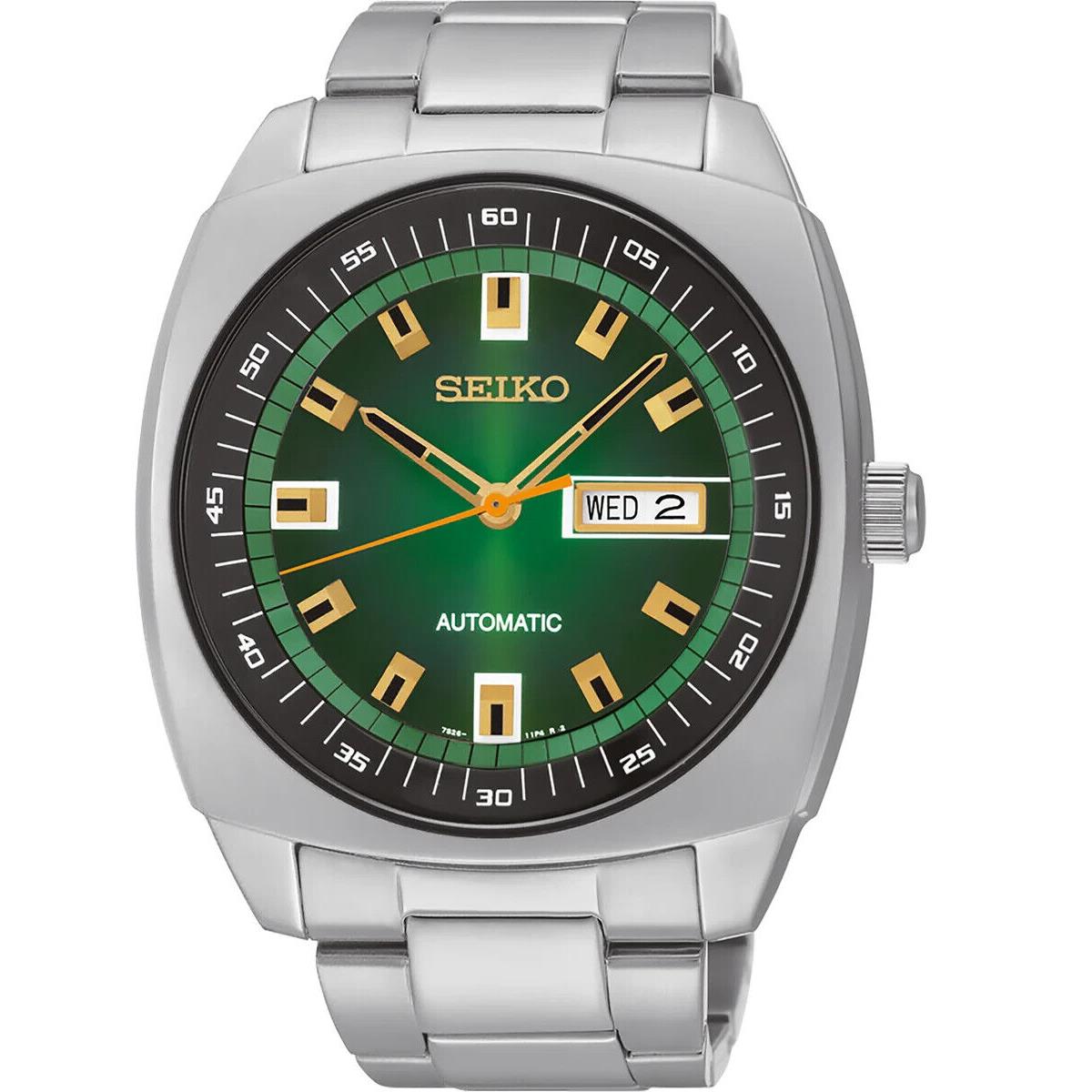 Seiko Men`s Stainless Steel Recraft Series Automatic Watch - Dial: Green, Band: Silver, Bezel: Silver