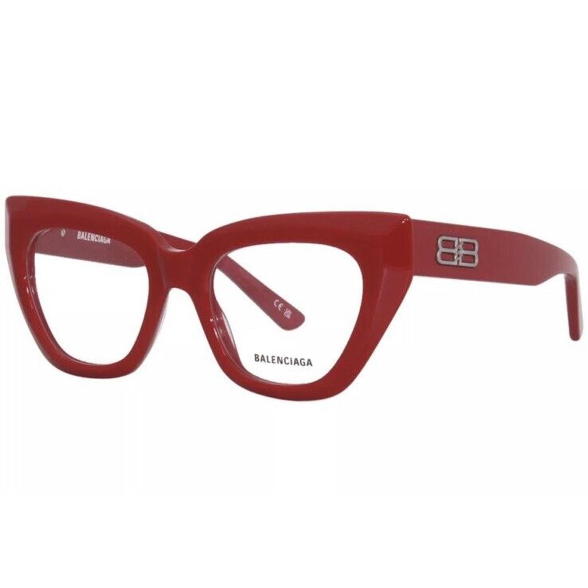 Balenciaga BB0238O 003 Red Silver Cat-eye Women`s Eyeglasses Frames